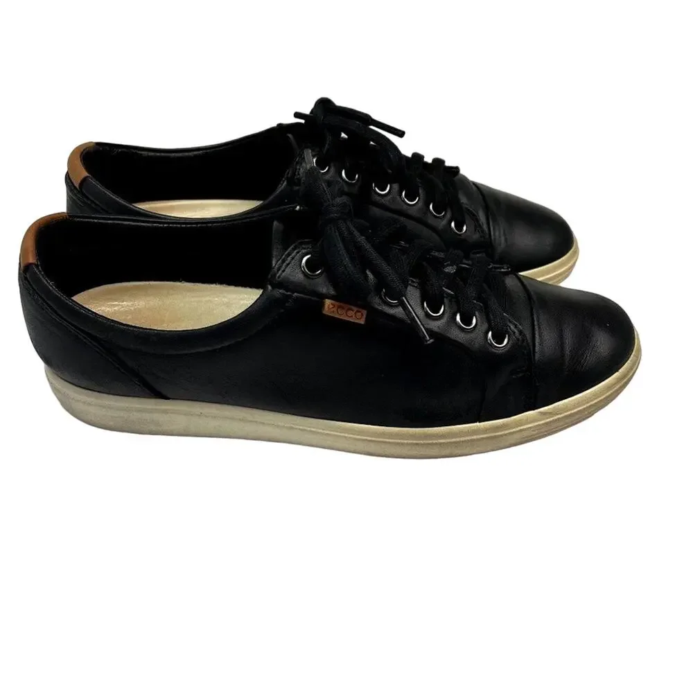 Ecco Sneakers Mens US:9  EUR 42 Black Activewear Leather Lace Up Low Top
